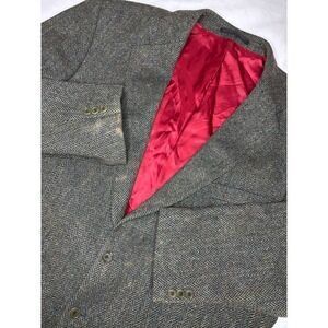 Magee Donegal Tweed Grey Herringbone Wool Blazer 48R Irish Hand Woven  Vintage‎